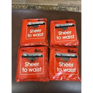 NO NONSENSE Sheer to Waist Pantyhose Lot Of 4 Size B Off Black Sheer Toe NEW